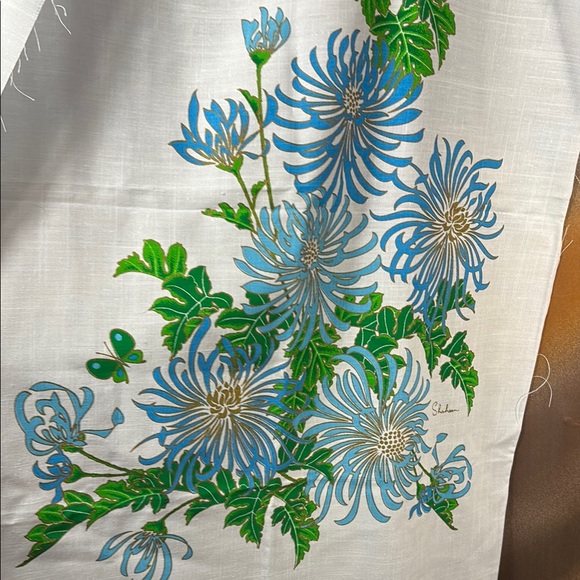Vintage Shaheen Hawaiian Floral Print Fabric hand painted D1 27 x‎ 45